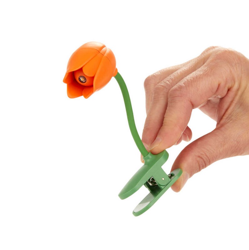 Luce da lettura a forma di tulipano arancione